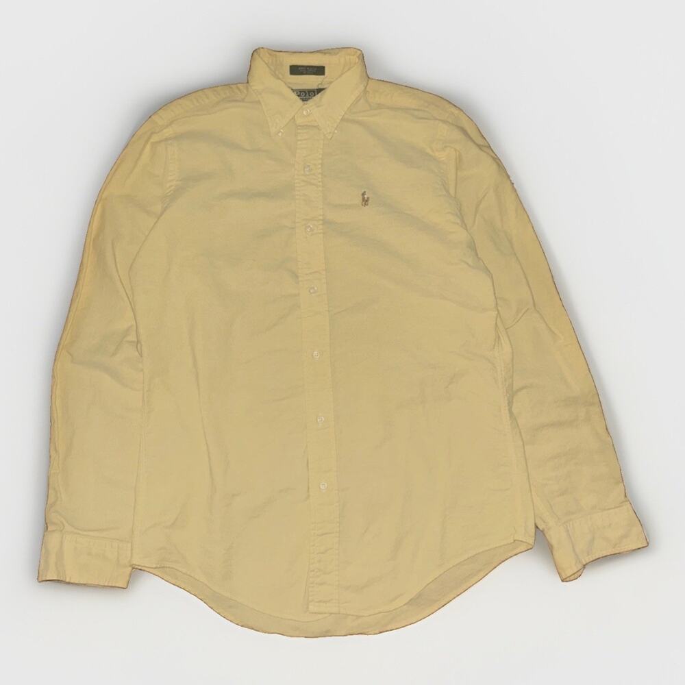 Polo Ralph Lauren Button Down Shirt Yellow Size 20 Made In USA 20x28 Flesh Pony